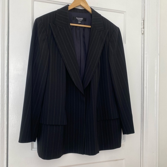 Emanuel Ungaro black pinstripe wool oversized blazer - Picture 5 of 11